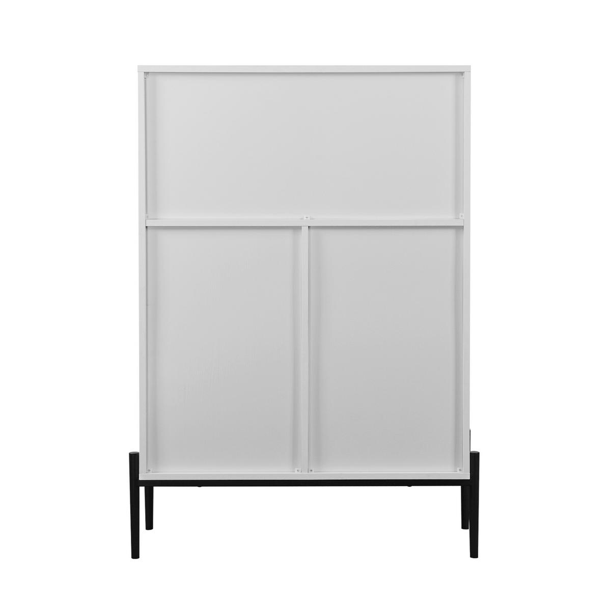 SIDEBOARD 85/40/120 cm in Weiß mit 3 Schubladen und Glastür - Weiß, Holzwerkstoff (85/120/40cm) - BEAOK