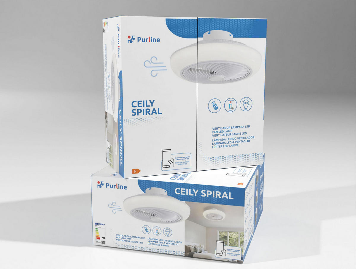 LED-DECKENLAMPE Weiß mit integriertem Ventilator 49 W - Weiß, Kunststoff (46/46/22cm) - Purline