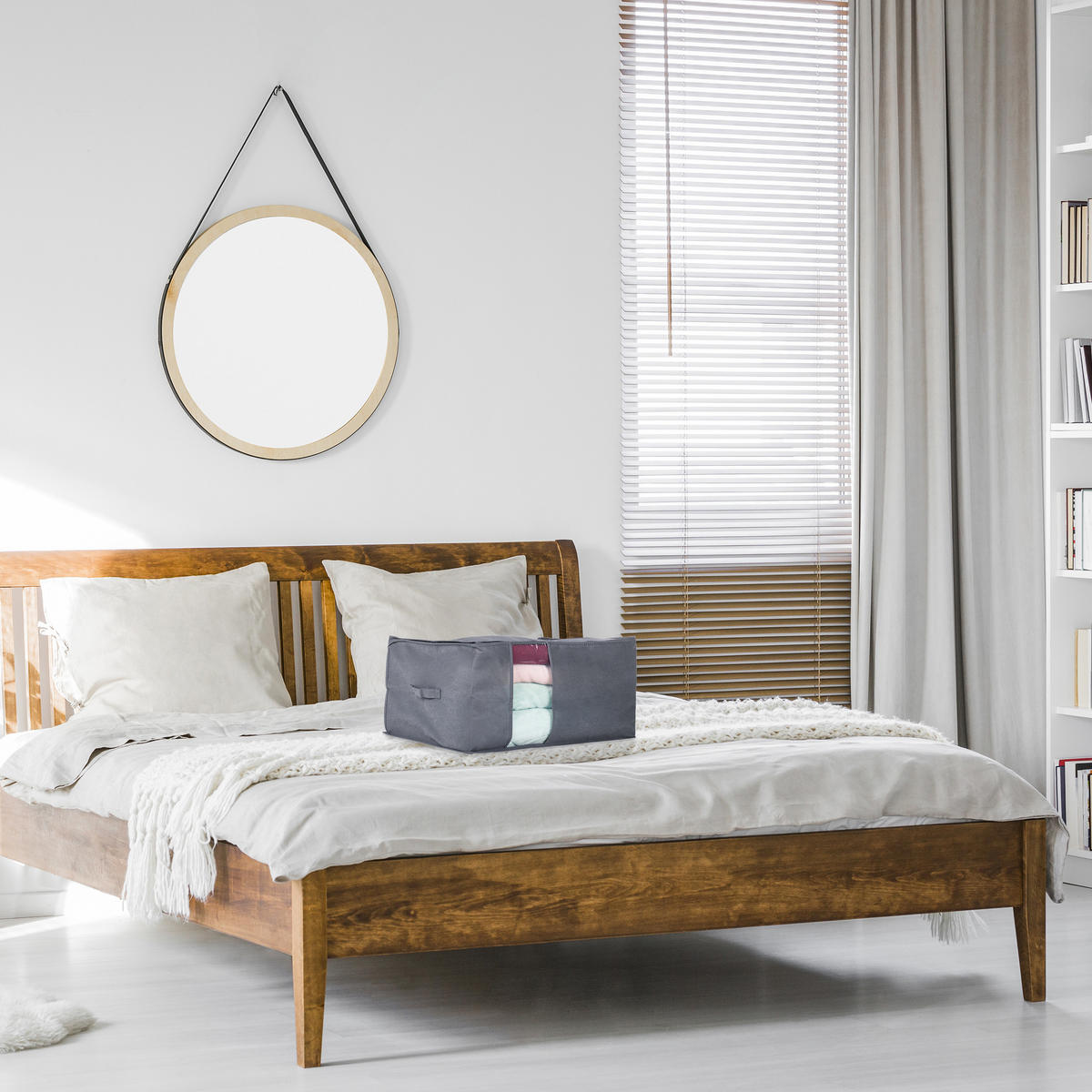 VRECKO na bielizeň - sivá, textil/plast - Relaxdays