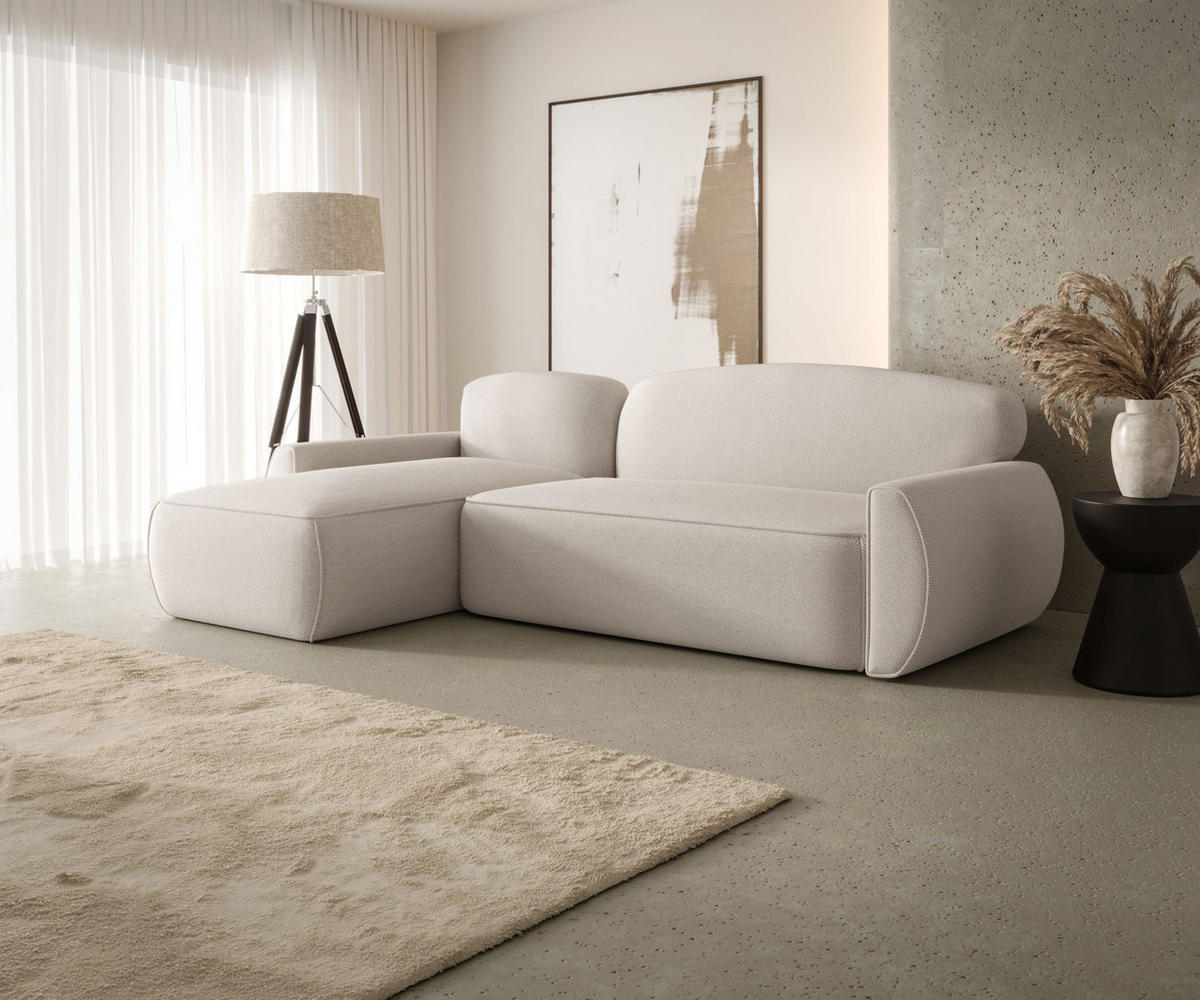 ECKSOFA mit Schlaffunktion LUCAS Curio 02 Links - Creme, Textil (240/145cm) - Bedante