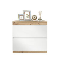 NACHTTISCH 2 Schubladen 50/40/55 cm weiß in Eicheoptik - Eichefarben, Holzwerkstoff (40/55/55cm) - OKWISH