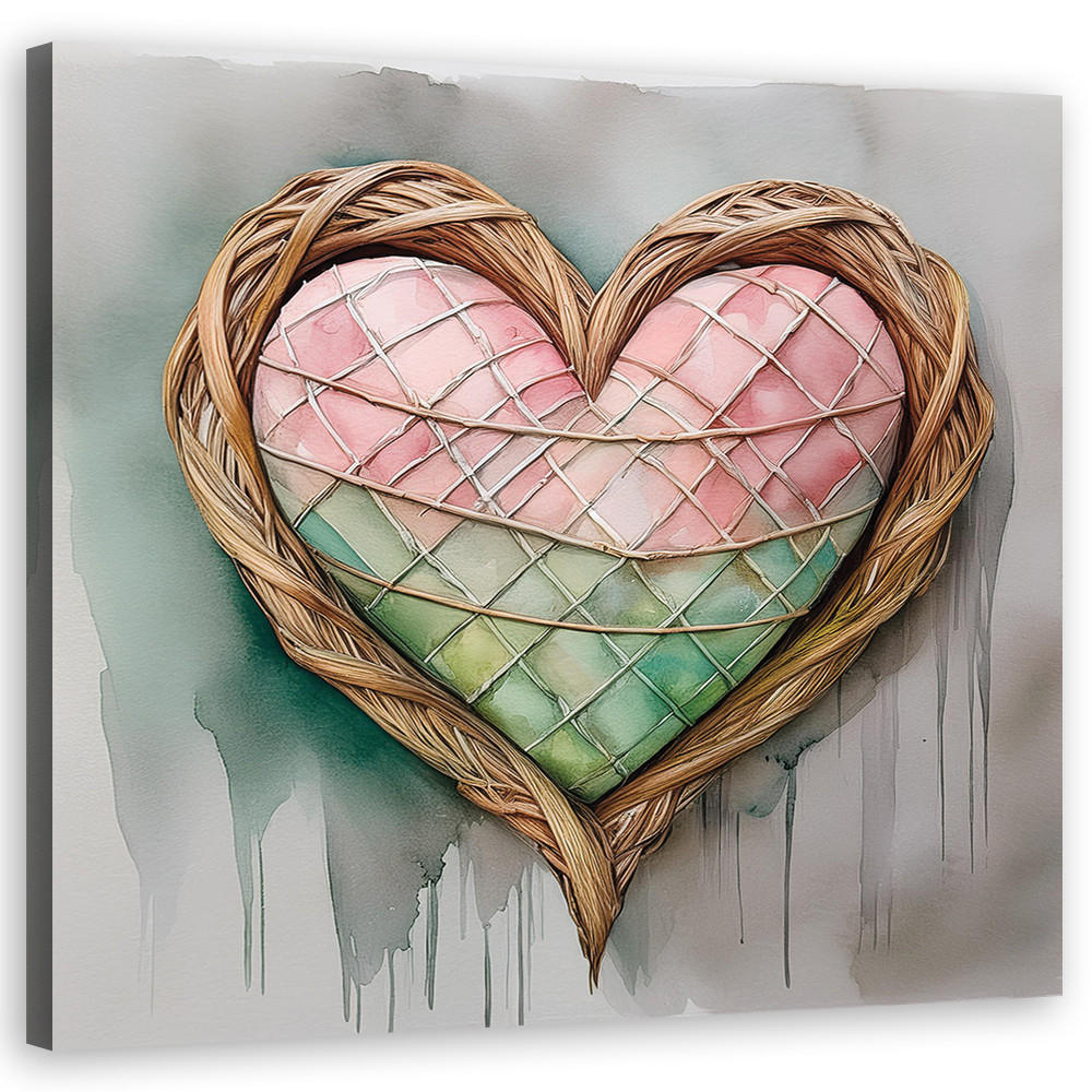 WANDBILD herz liebe shabby chic - Pink, Textil (50/50cm) - Feeby