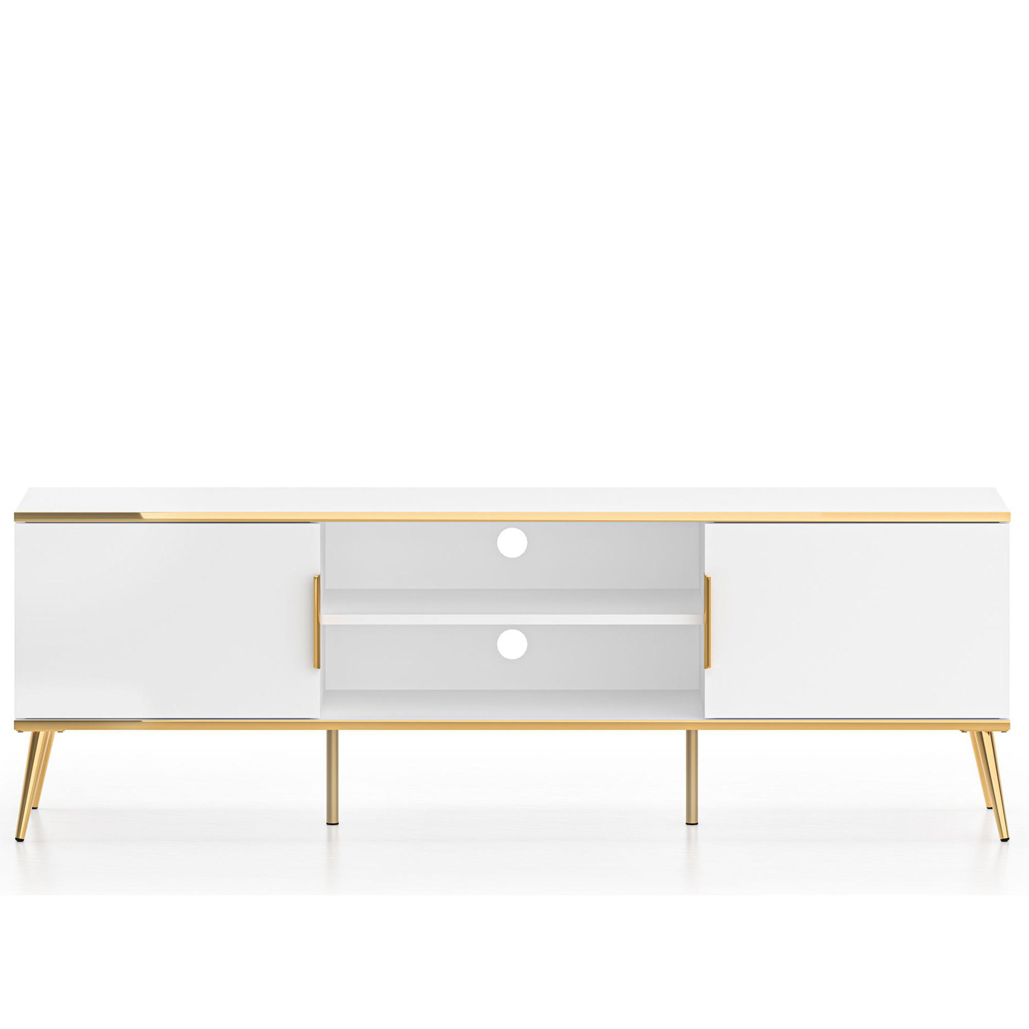 LOWBOARD VELTI TV-Schrank,Weiß - Weiß, Holzwerkstoff (160/53/40cm) - KONSIMO®