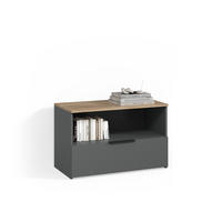 KOMMODE Piave Anthrazit/Sonoma mit 1 geschlossenem Fach - Anthrazit/Sonoma Eiche, Holzwerkstoff (80/50/40cm) - Livinity®