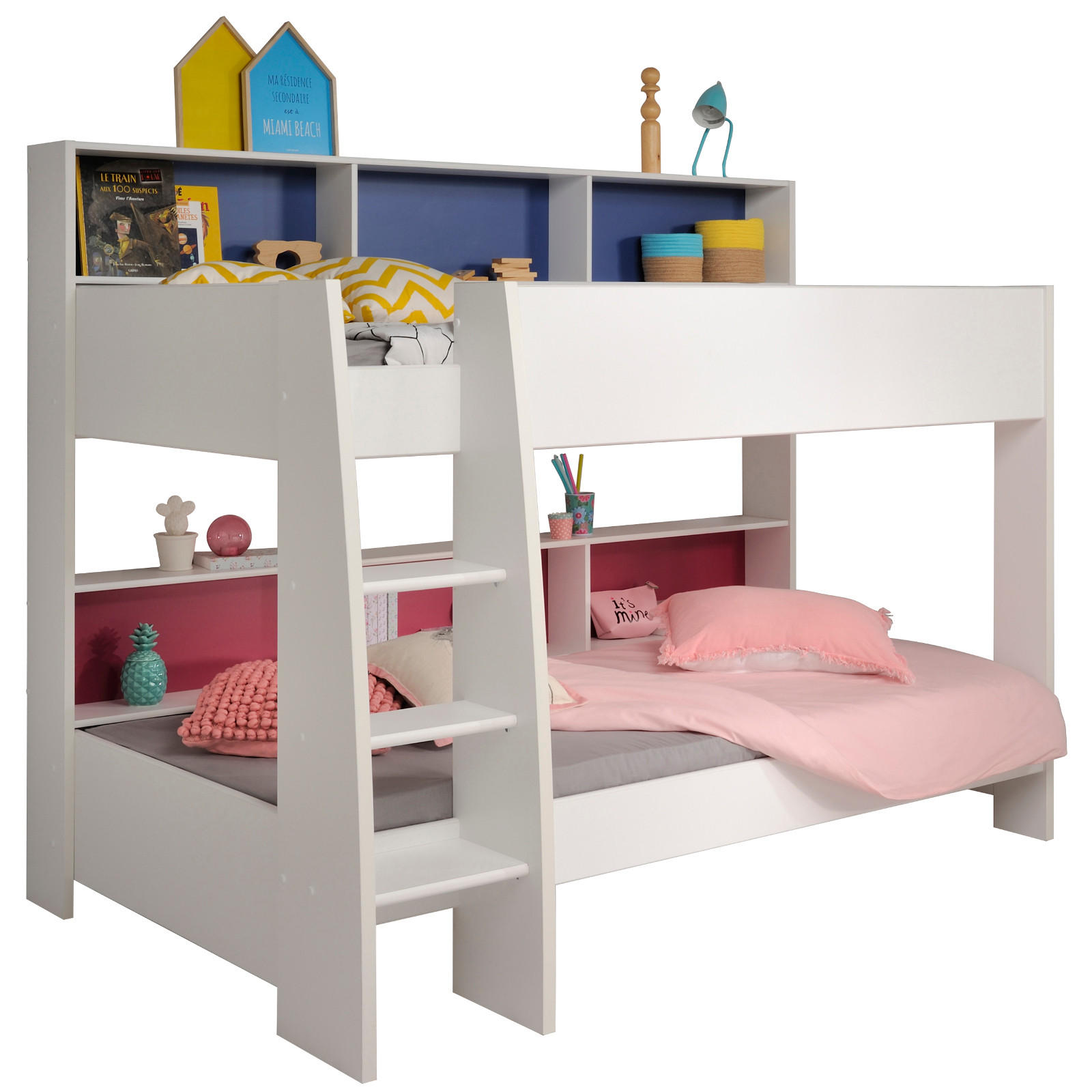 ETAGENBETT Jugendzimmer 2x Bett 90 x 200 cm Lattenrost - Weiß, Holzwerkstoff (90/200cm) - Parisot Meuble