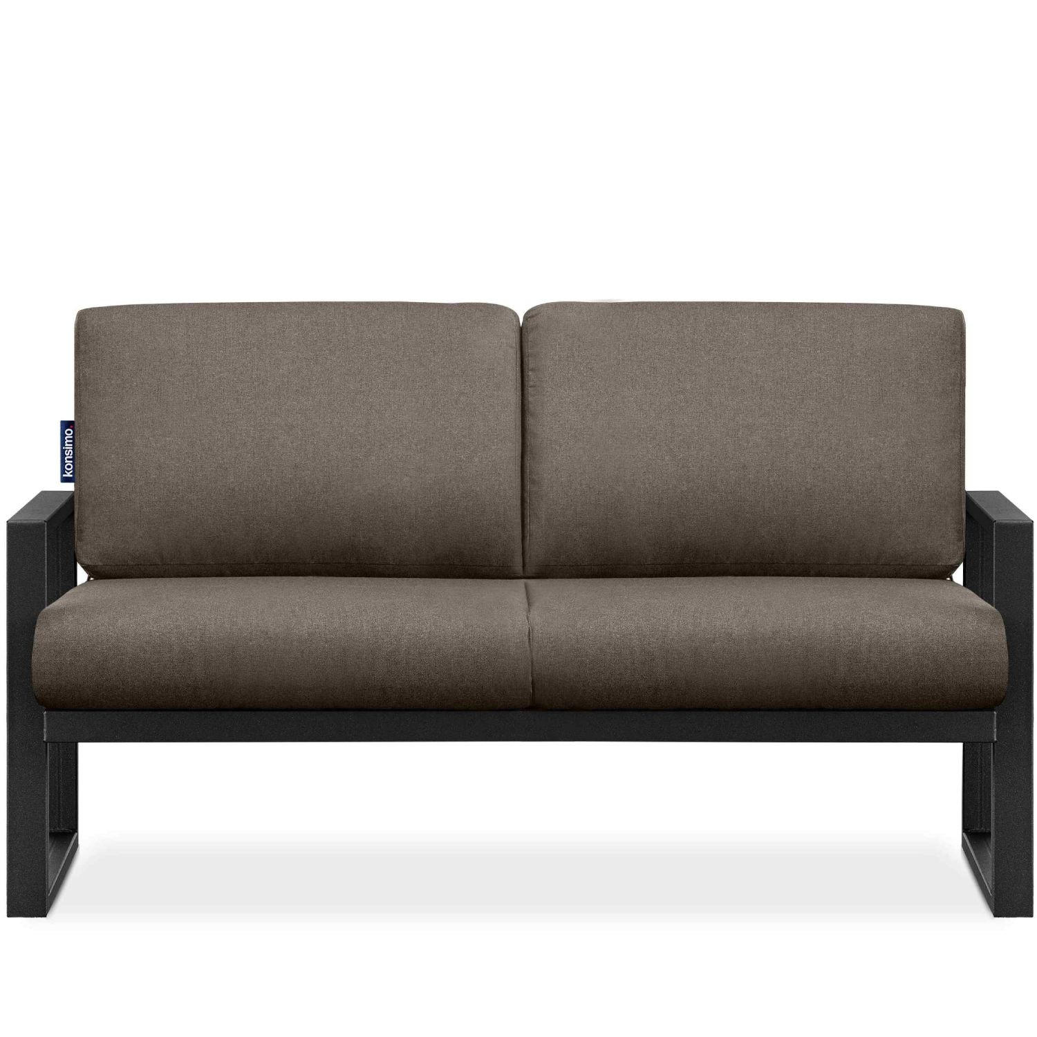 GARTENSOFA FRENA 2-Personen ,Schwarz/Beige - Beige/Schwarz, Textil/Metall (130/65/60cm) - KONSIMO®