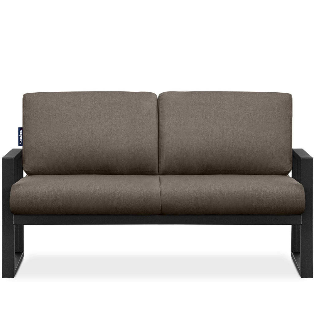Thumbnail - Konsimo® Gartensofa, Schwarz, Beige, Metall, Textil, 130x65x60 cm, Hergestellt in Europa, Loungemöbel, Gartensofas