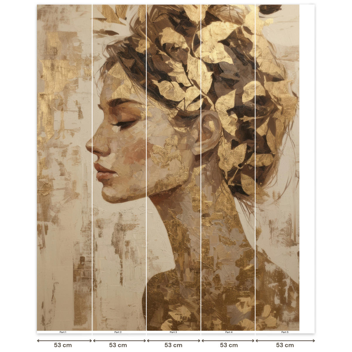 TAPETE - Frau - Gold - Abstrakt - Textur - 260x300 cm - Goldfarben, Papier (260/300cm) - OnlyWow