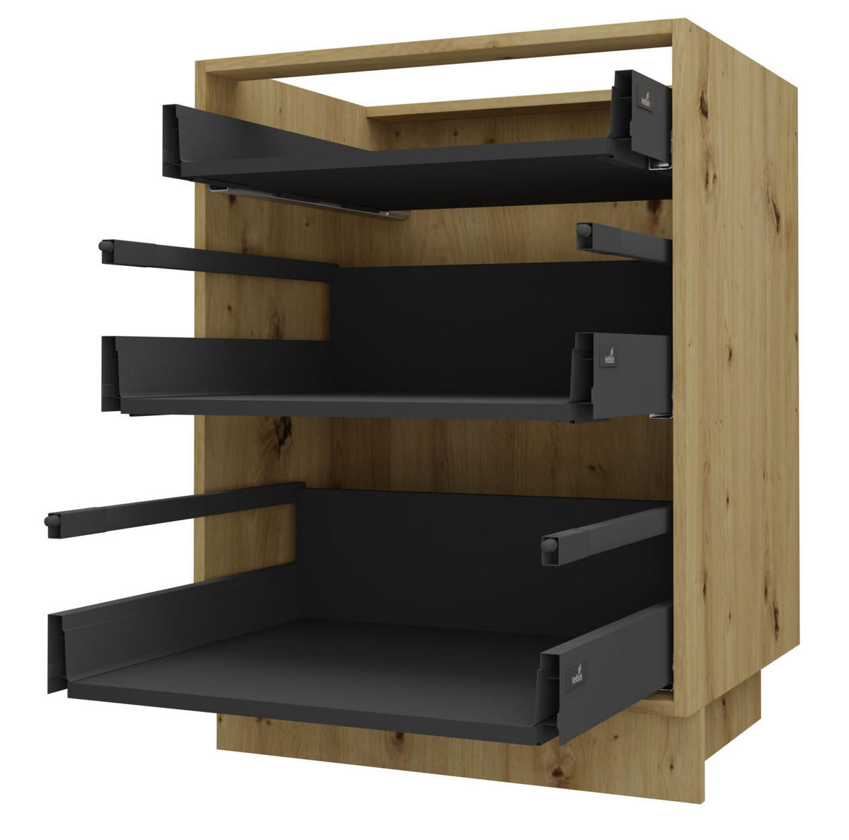 SCHUBLADENUNTERSCHRANK Bari D3/50 Eiche Artisan / RAL 4009 pastellviolett 50 / 50 / 82cm HETTICH Vollauszug - Violett/Eiche Artisan, Holz/Holzwerkstoff (50/82/50cm) - Feldmann-Wohnen