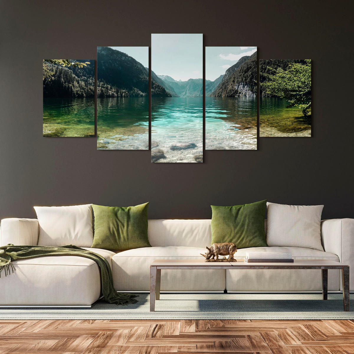 LEINWANDBILD See 5-tlg. 150x75 cm - Multicolor, Holz (150/75cm) - LUMASOUL