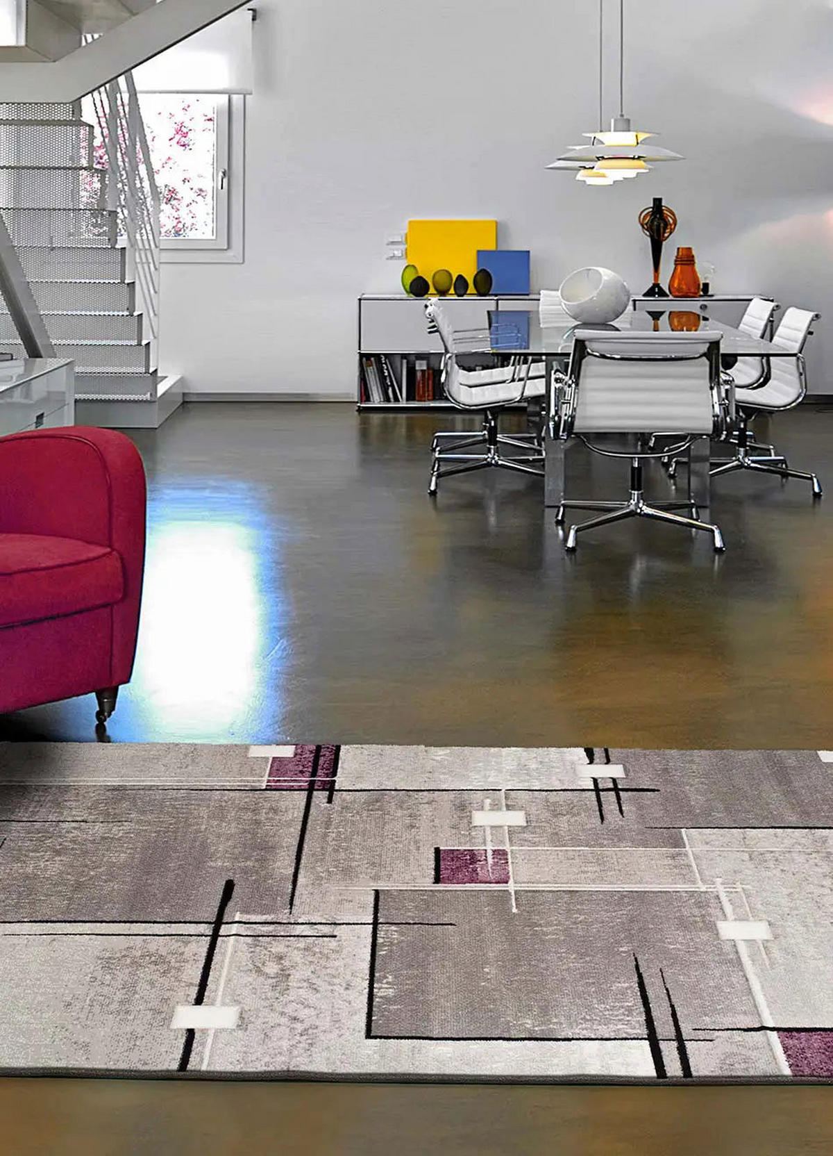 WEBTEPPICH Flieder / Grau Detroit 200/290 cm - Flieder/Grau, Naturmaterialien/Textil (200/290cm) - Atticgo