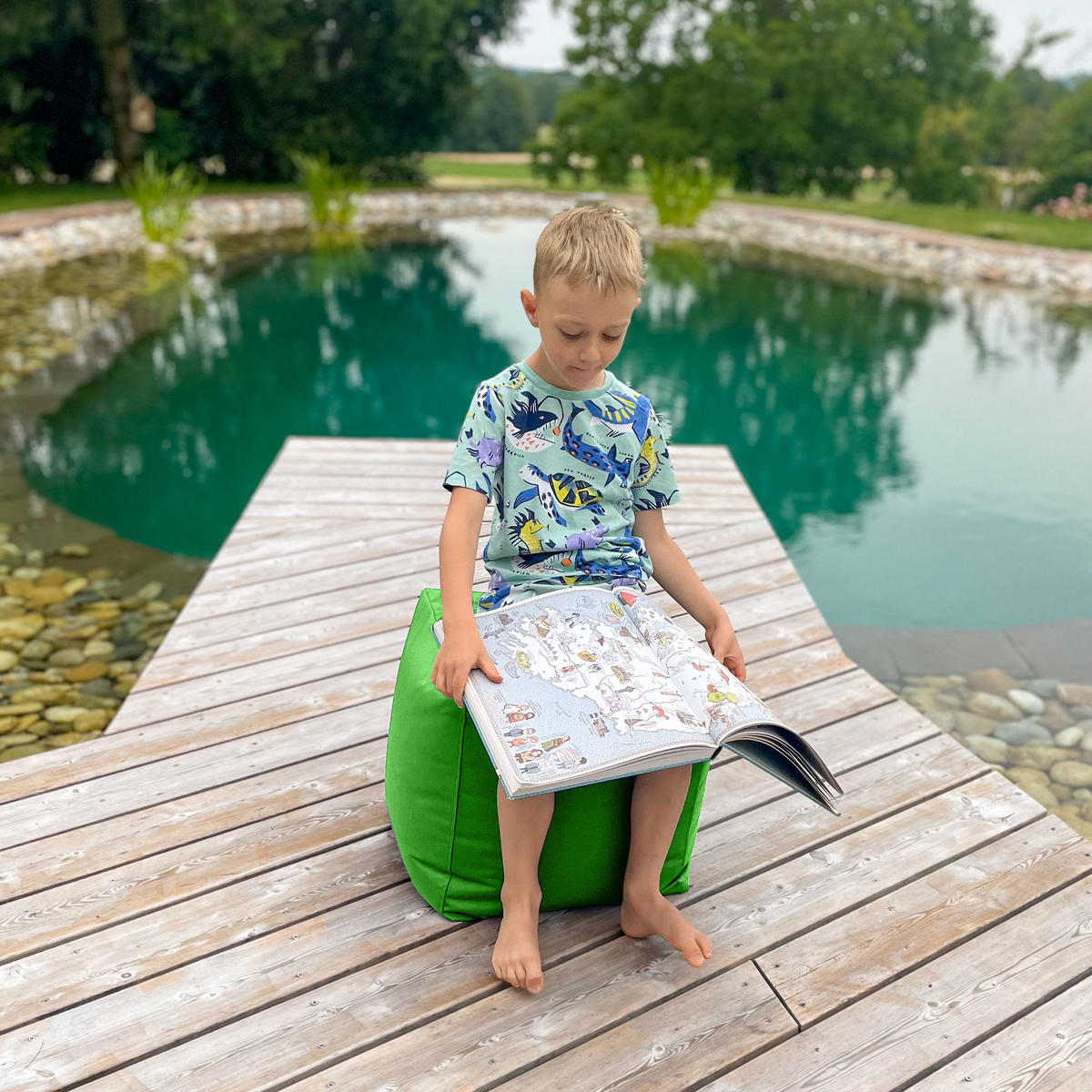SITZWÜRFEL Outdoor Cubo grün - Grün, Textil (40/40/40cm) - Bruni