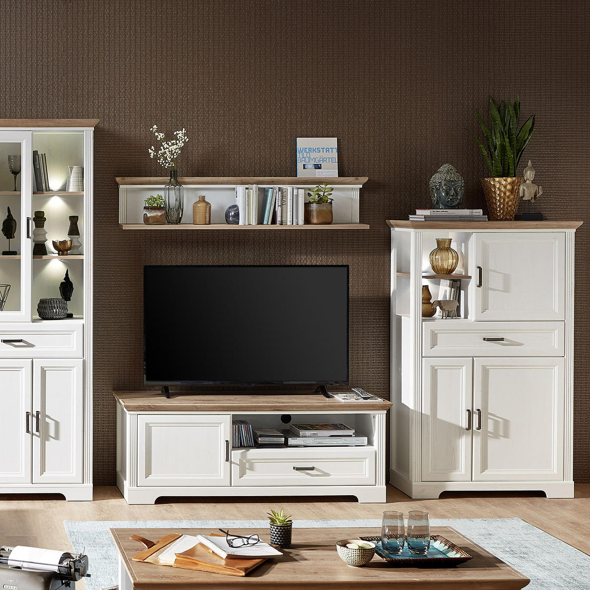 TV-LOWBOARD - Weiß, Holzwerkstoff (143/54/51cm) - home24