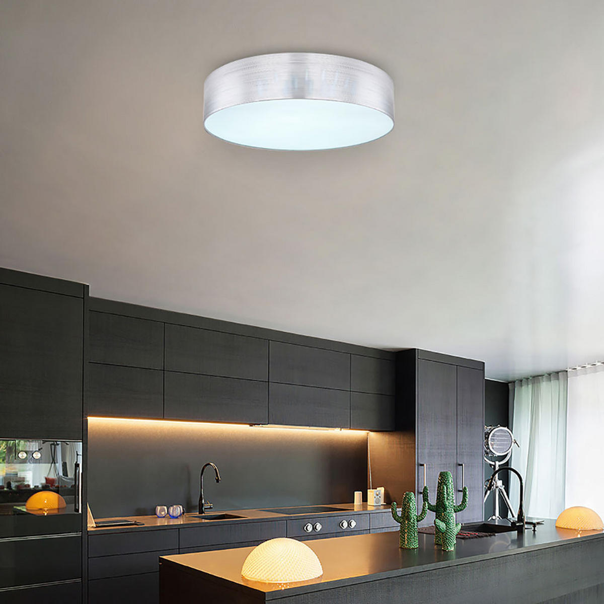 LED DECKENLEUCHTE Silber Opalglas - Silberfarben, Metall (60/60/12cm)