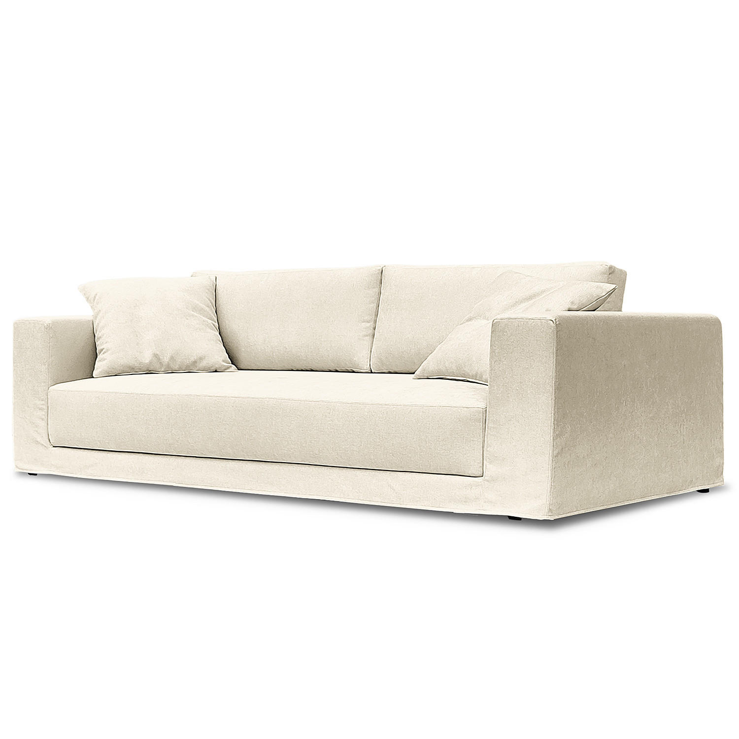 3-SITZER SOFA mit Wechselbezug - Webstoff - Creme, Textil (245/63/122cm) - home24