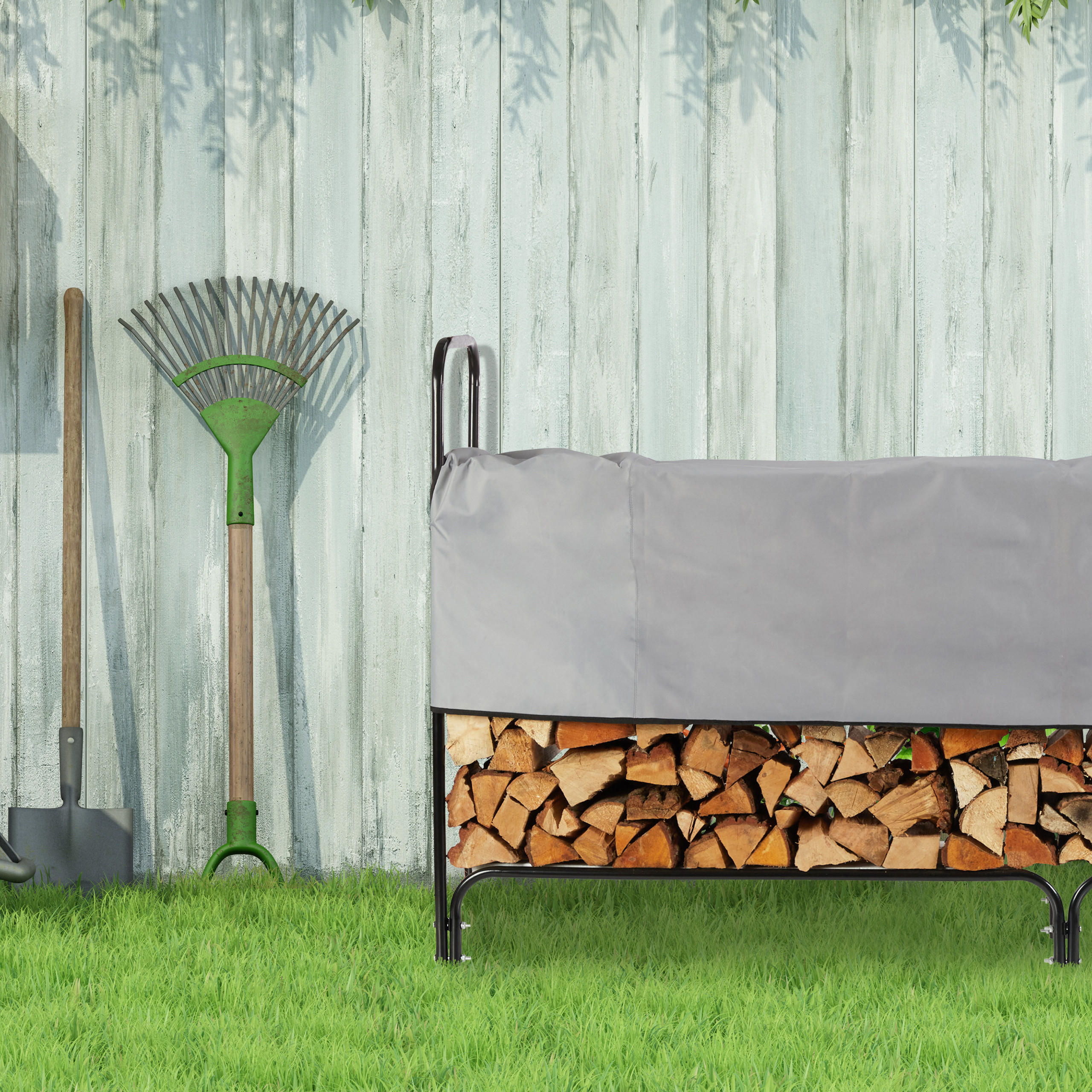 KAMINHOLZREGAL - Multicolor, Textil/Metall (245/122/40cm) - Relaxdays