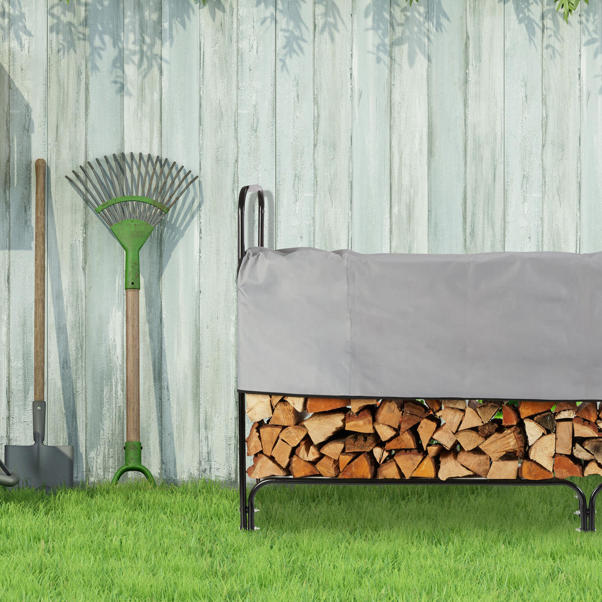 KAMINHOLZREGAL - Multicolor, Textil/Metall (245/122/40cm) - Relaxdays