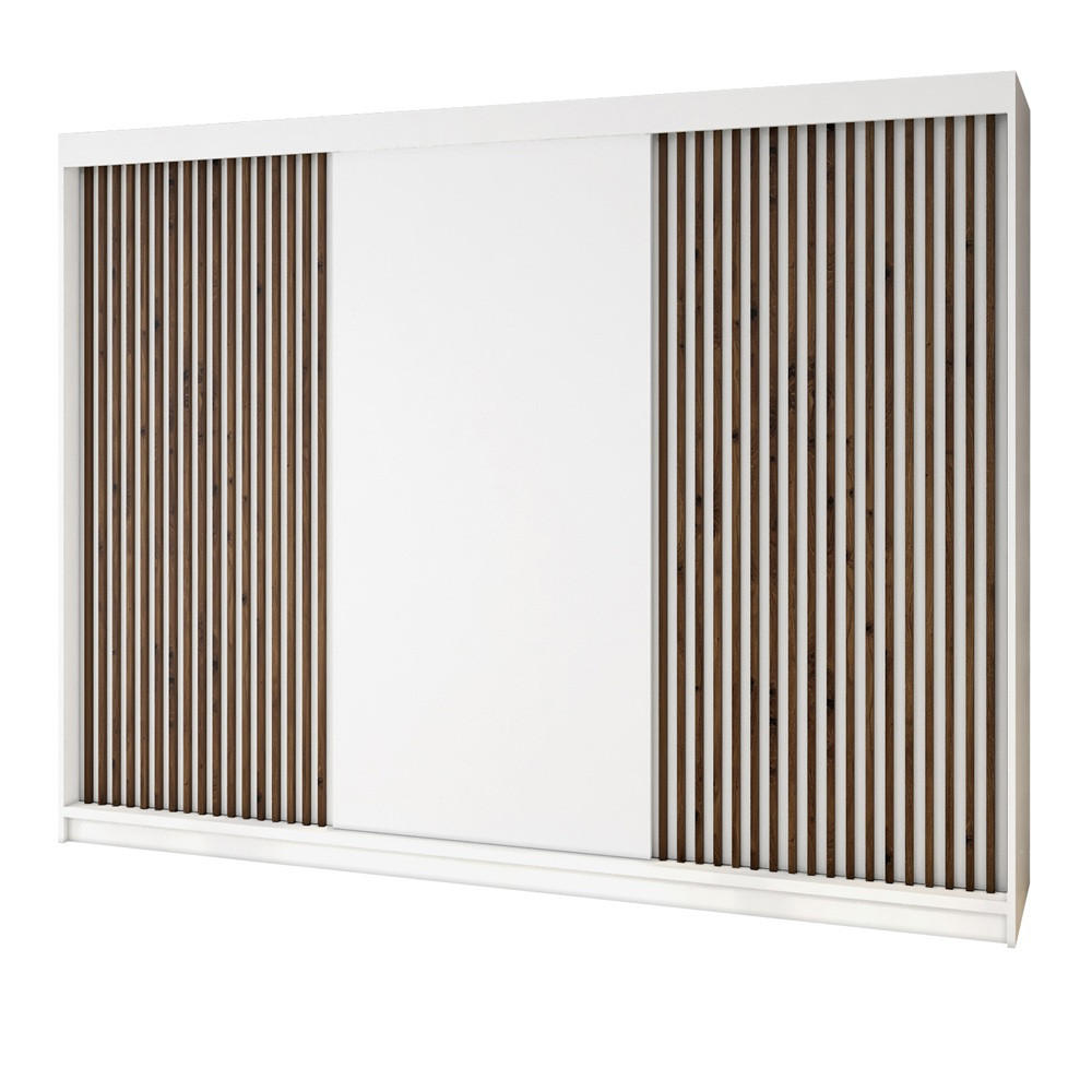 A&J MöbelLand Schwebetürenschrank Weiß, Weiß 200x215x59.5 cm