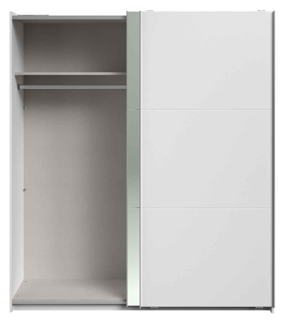 KLEIDERSCHRANK weiß 178 cm, Schwebetürenschrank 2-türig mit Spiegel und Soft-Close - Weiß, Glas/Holzwerkstoff (178/203/59cm) - Parisot Meuble