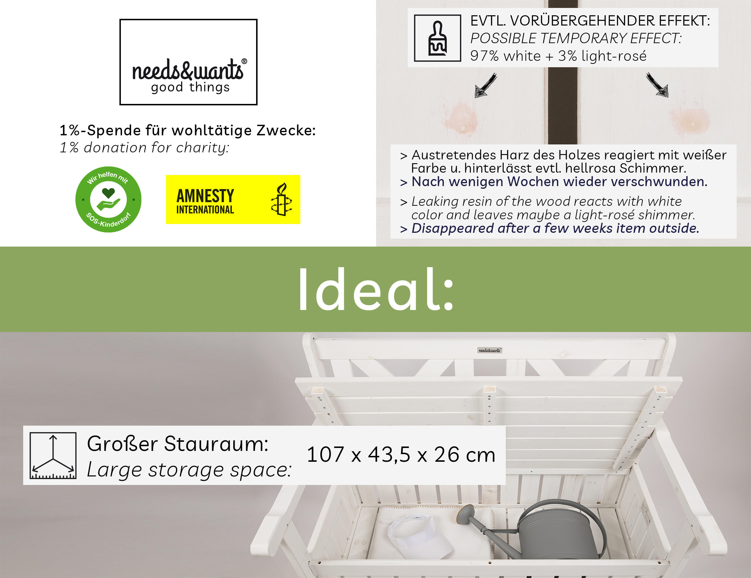 GARTENBANK Chesty2 - Weiß, Holz (115/85/58cm) - needs&wants
