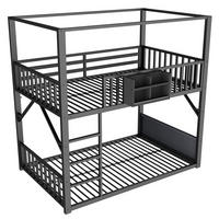ETAGENBETT 90/200 cm Metall mit Dachdesign, DE-41590, in Schwarz - Schwarz, Metall (90/200cm) - ComfortXL
