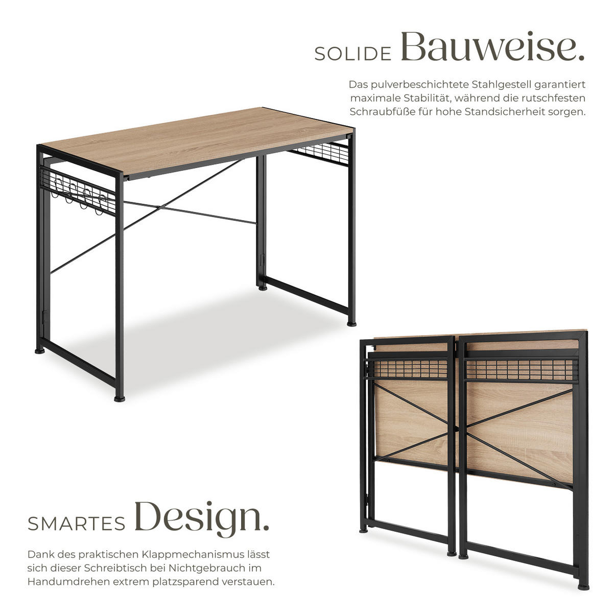 SCHREIBTISCH Paterson,102 x 51 x 77 cm,Industrial Holz hell, Eiche Sonoma - Naturfarben, Holzwerkstoff (102/51/77cm) - tectake