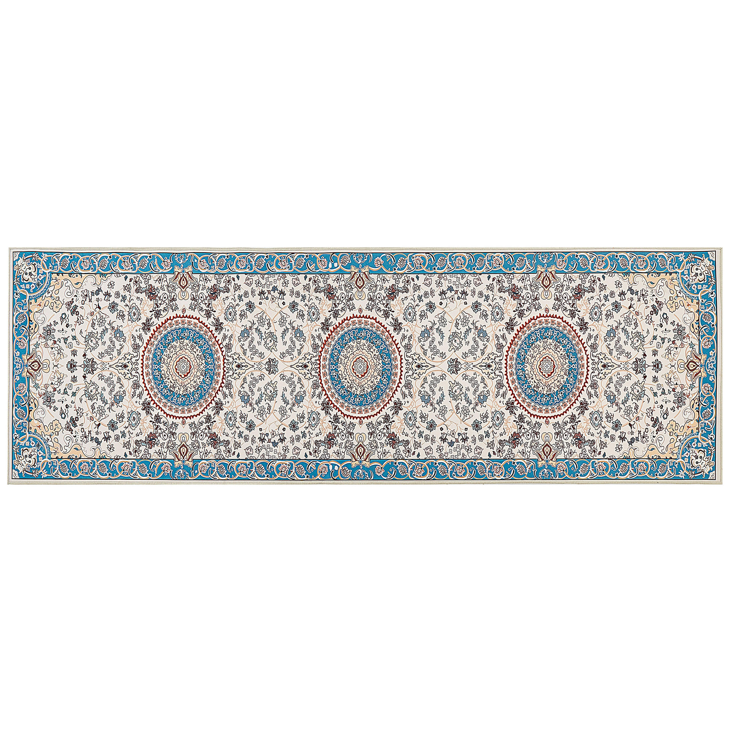 KURZFLOR-TEPPICH Beige 80/240 cm Gordes - Blau/Beige, Textil (80/240cm) - Beliani