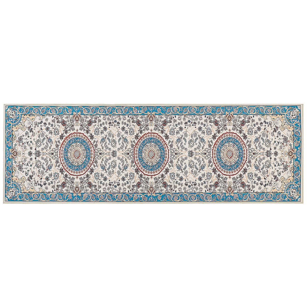KURZFLOR-TEPPICH Beige 80/240 cm Gordes - Blau/Beige, Textil (80/240cm) - Beliani