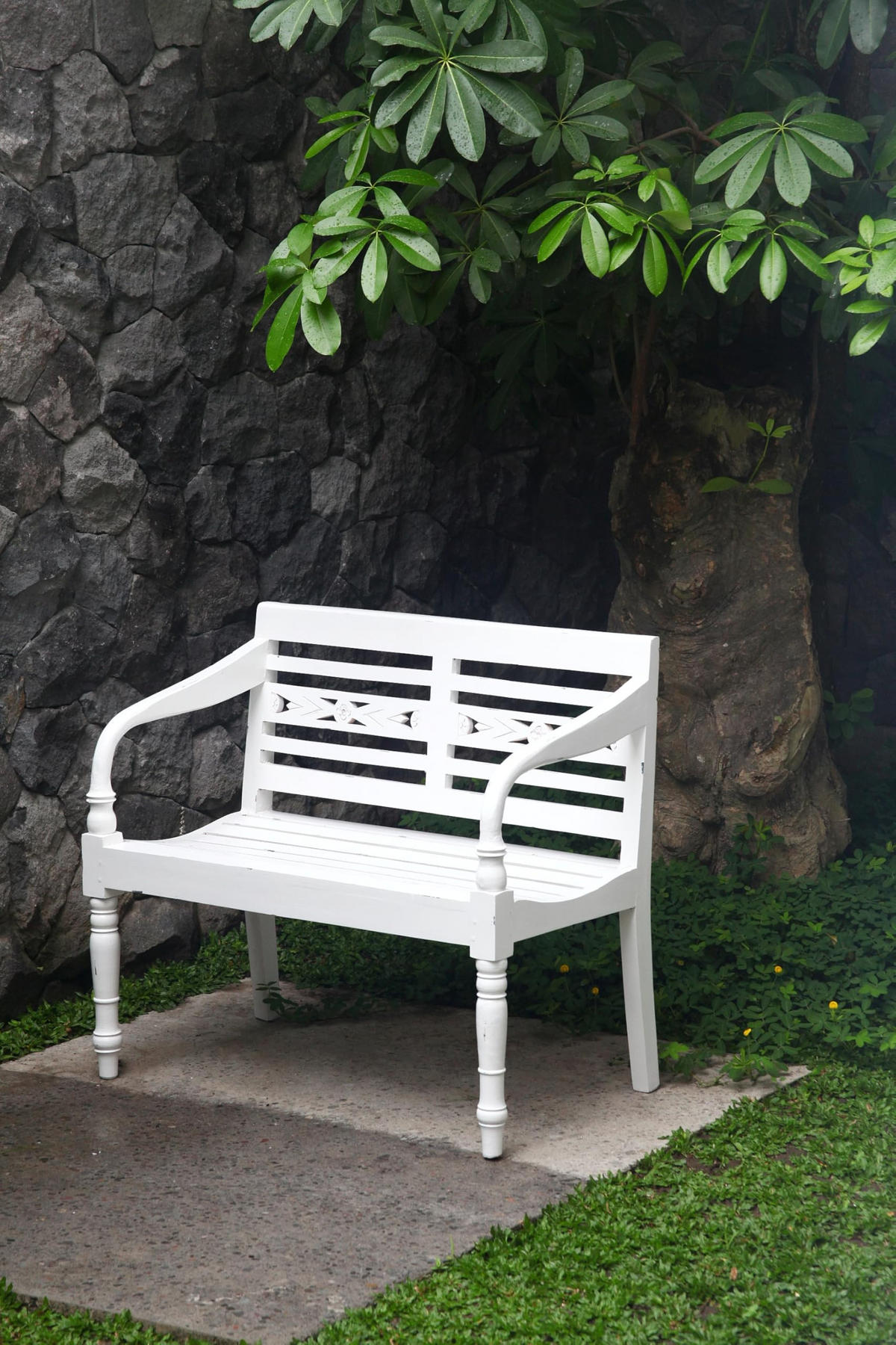 GARTENBANK Tomas Weiß 2-Sitzer Terrassenbank - Weiß, Holz (100/90/52cm) - DELUKE