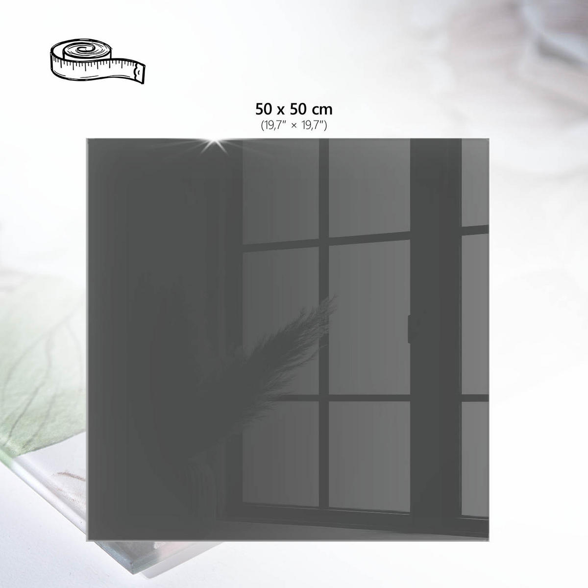 TISCHPLATTE 50x50 cm – Dunkelgrau - Blau, Glas (50/50/0.4cm) - Wallfluent