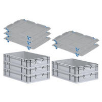 EUROBOX 5x Nextgen Economy Mit Auflagedeckel Grau/Blau Griffe Geschlossen 23 Liter - Blau, Kunststoff (40/12/60cm) - PROREGAL