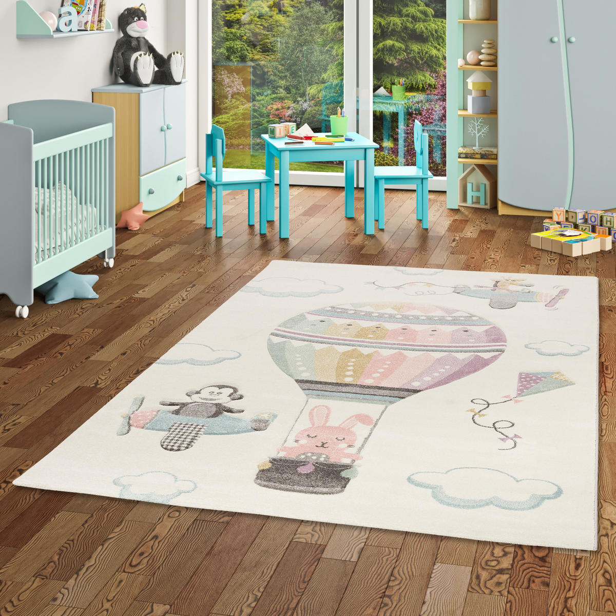 KINDER TEPPICH MAUI KIDS HEISSLUFTBALLON - Multicolor, Textil (120/170cm) - Pergamon