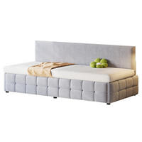POLSTERBETT Schlafsofa 90/200 cm mit hydraulischem Stauraum in Hellgrau - Hellgrau, Textil (90/200cm) - OKWISH