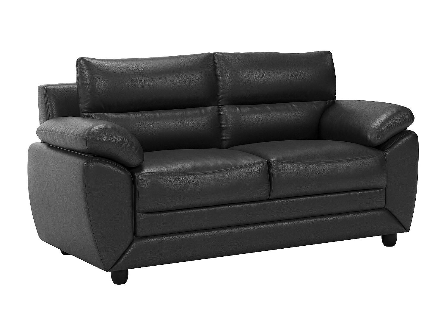SOFA 2-Sitzer - Kunstleder - Schwarz - MANOA - Schwarz, Leder (163/88/82cm) - Vente-Unique