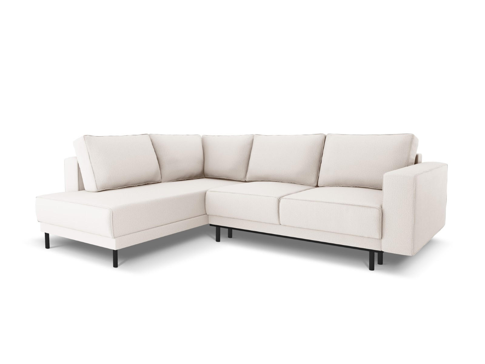 AUSKLAPPBARES-ECKSOFA links Caro aus strukturiertem Stoff leichtes beige 5 Sitzplätze - Beige, Textil (187/247cm) - Micadoni