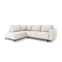 AUSKLAPPBARES-ECKSOFA links Caro aus strukturiertem Stoff leichtes beige 5 Sitzplätze - Beige, Textil (187/247cm) - Micadoni
