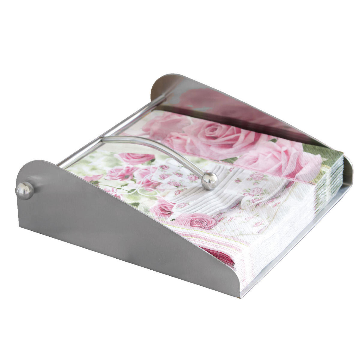 SERVIETTENHALTER, silber, Edelstahl - Edelstahlfarben, Metall (19.5/17.5cm) - bremermann