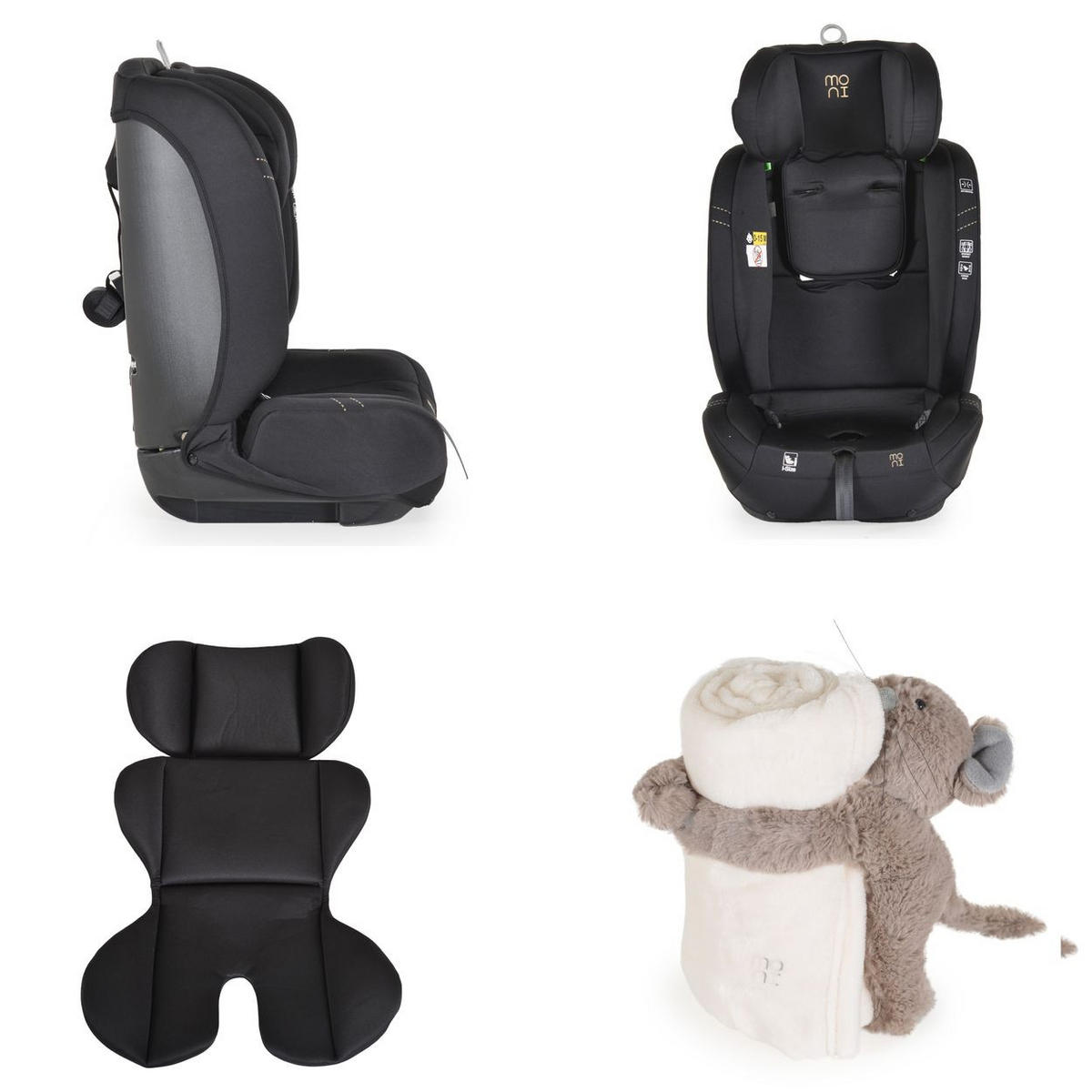 KINDERSITZ i-Size Start schwarz (76-150cm) Kopfstütze verstellbar, Kuscheltier - Schwarz, Kunststoff (45/60/46cm) - Moni