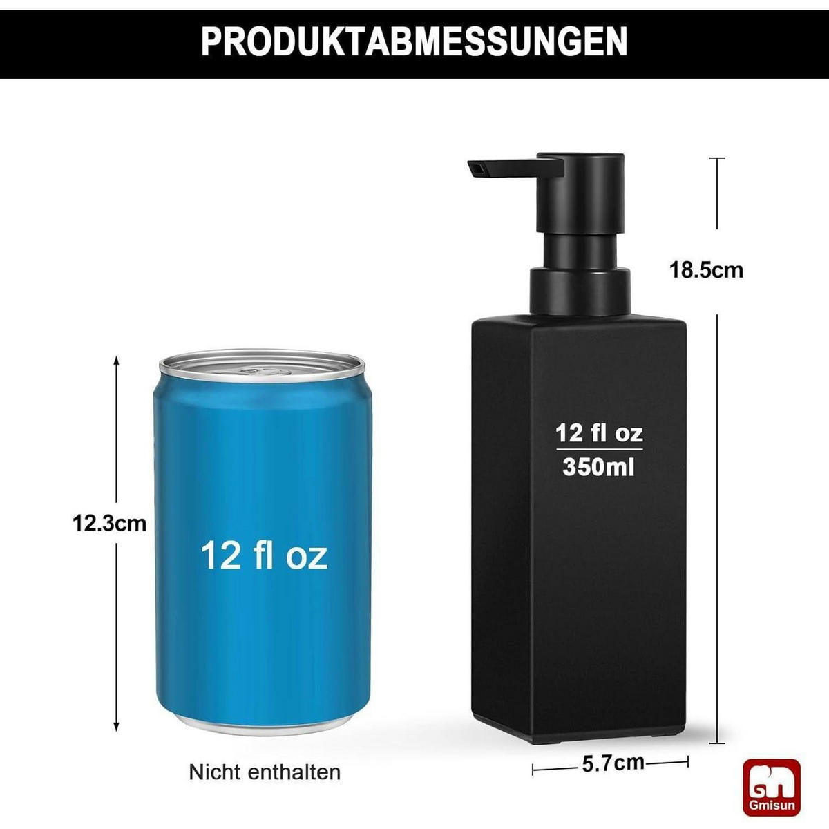 SEIFENSPENDER 2-teiliges Set Glas Schwarz 350 ml - Schwarz, Glas (18.5/5.7/5.7cm)