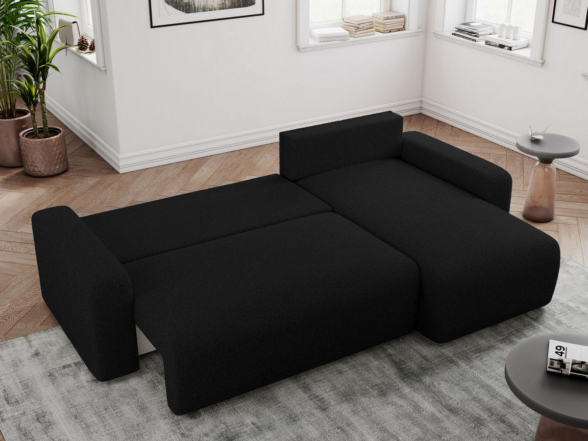 ECKSOFA ARGOS Schwarz Boucle - Schwarz, Kunststoff/Textil (245/150cm) - MKS