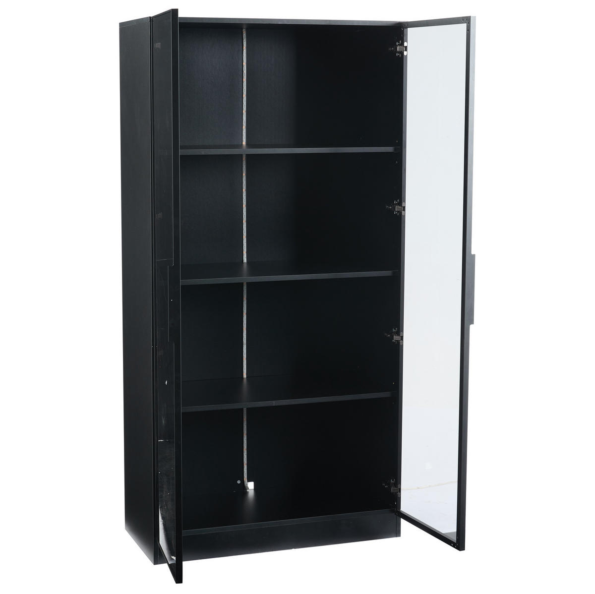 VITRINE mit LED-Beleuchtung 80 x 40 x 160 cm Schwarz 2-türig - Schwarz, Holzwerkstoff (40/160/80cm) - Beauniv