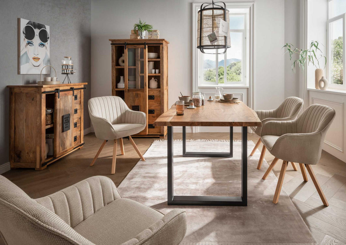 KOMMODE Florenz 90x45x100 cm massives Mangoholz - Schwarz/Braun, Holz (90/100/45cm) - Mr. Deko