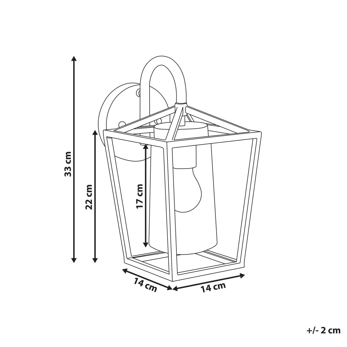VENKOVNÍ NÁSTĚNNÉ SVÍTIDLO Ordie 14/14/33 cm - zlatá, sklo (14/33/14cm) - Beliani