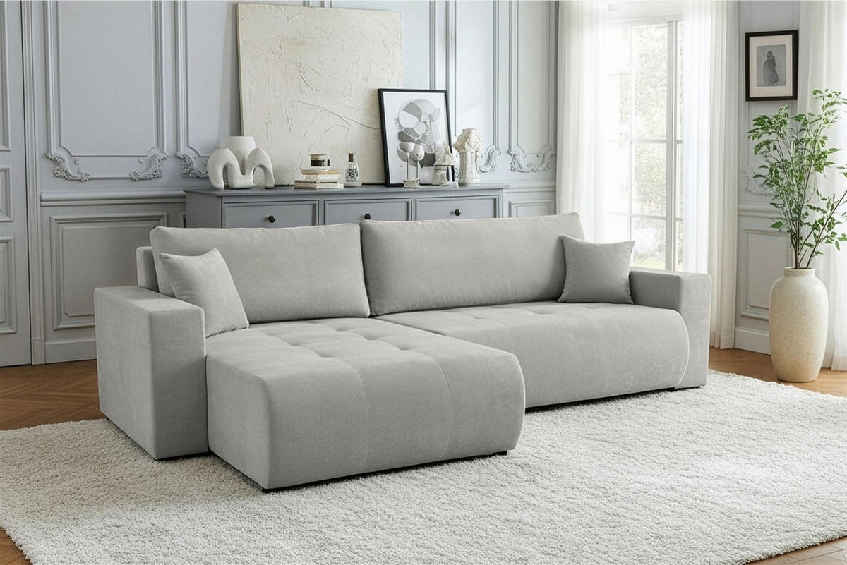 ECKSOFA Armari Mit Schlaffunktion - Grau, Holzwerkstoff/Textil (277/154cm) - Fun Möbel