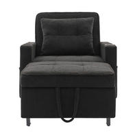 SCHLAFSESSEL DE-35012 3-in-1 mit USB und Getränkehaltern Schwarz - Schwarz, Metall (87/84/74cm) - ComfortXL
