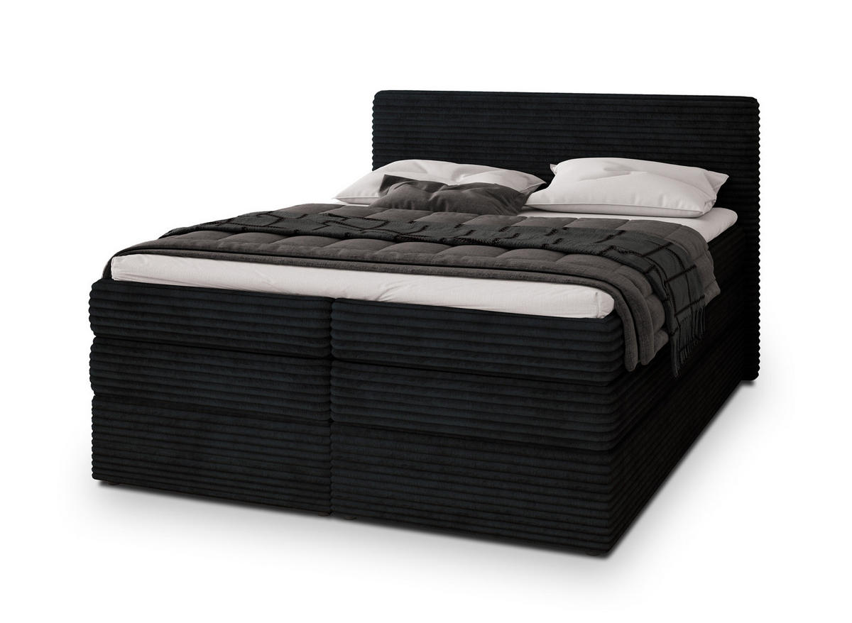 POSTEL BOXSPRING LUNERA 160x200 cm, s matrací a úložným prostorem, černá - černá, kompozitní dřevo/textil (160/200cm) - MASSENO