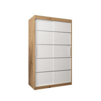 SCHWEBETÜRENSCHRANK 200/120/62 2-türig - Silberfarben/Weiß, Holz/Kunststoff (120/200/62cm) - MÖBEL KRYSPOL