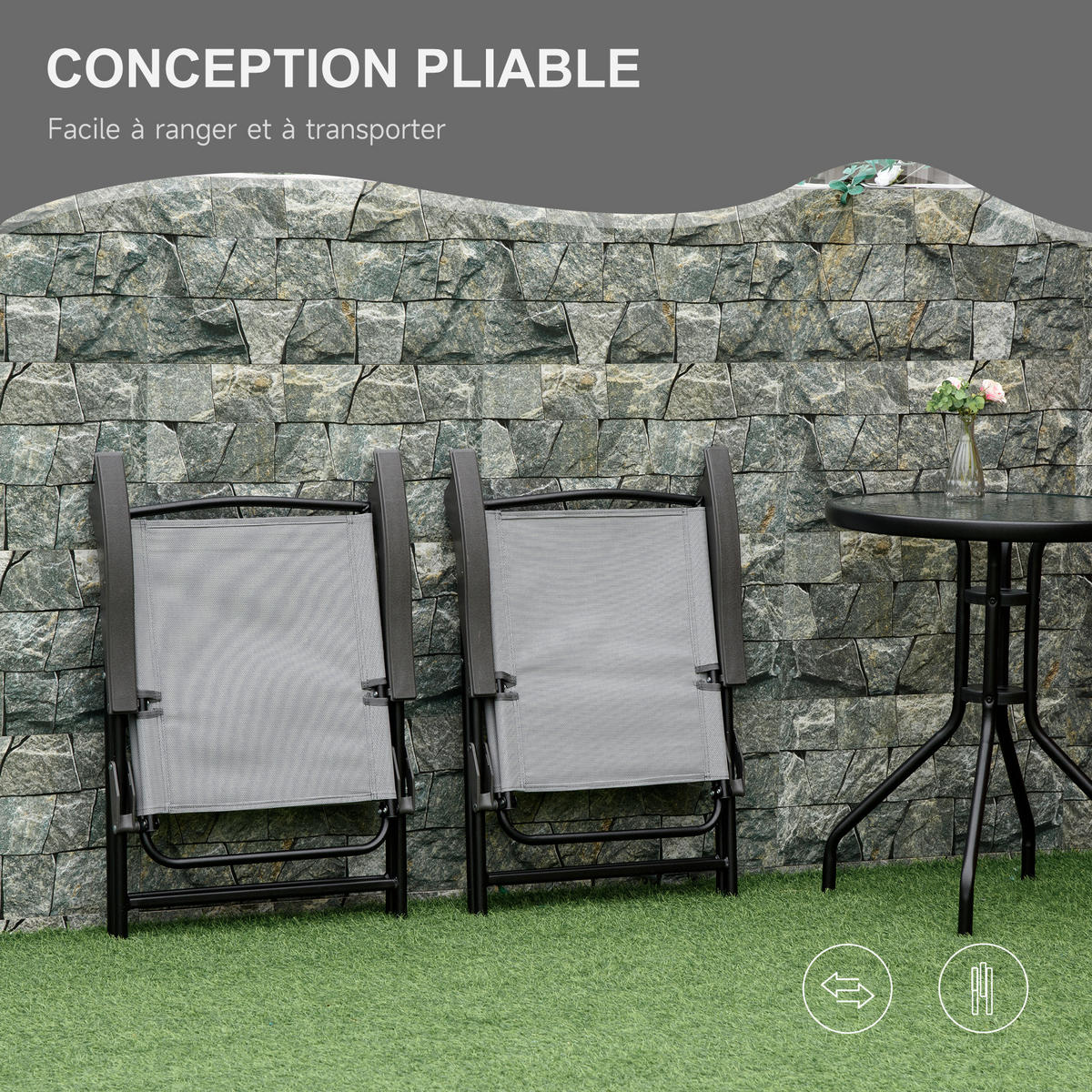 BALKONSET 3-teilig DE-14108 Grau - Grau, Metall - ComfortXL