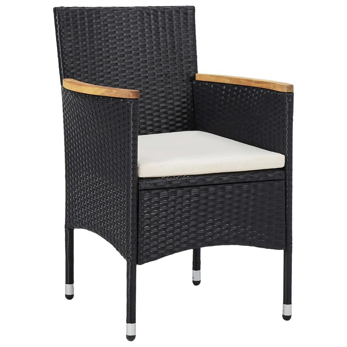 GARTEN-ESSSTÜHLE 2 Stk. Poly Rattan Schwarz - Schwarz, Textil (52/84/52cm) - furnicato