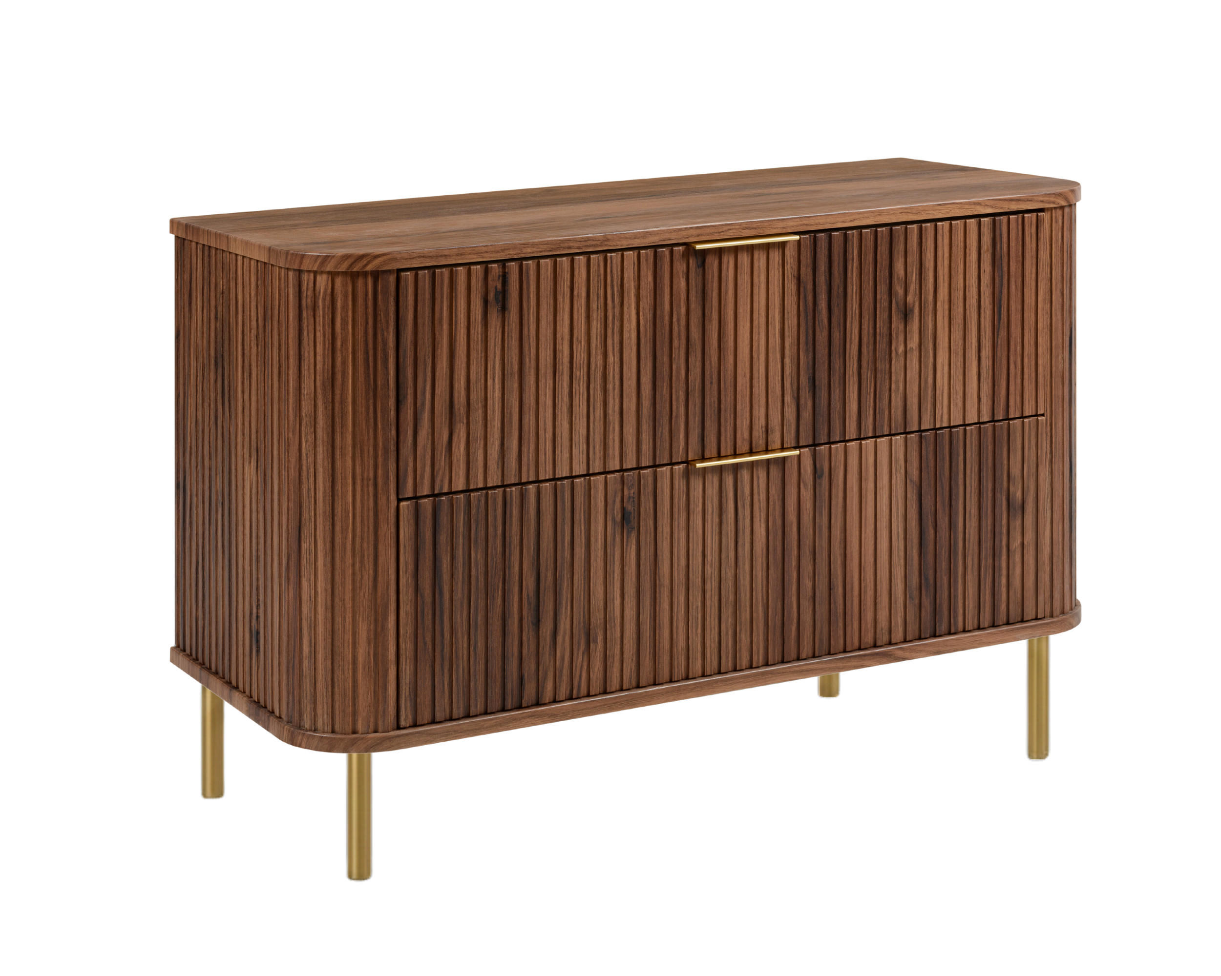 BADEZIMMERSCHRANK : Farbe Eiche-Nussbaum, Griff gold, Füße gold, 100 x 41,5 x 66,7 cm - Goldfarben/Braun, Holzwerkstoff (100/66.7/41.5cm) - 3XE LIVING